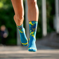 Chaussettes de course personnalisées imprimées par chaleur à séchage rapide Chaussettes de sport de performance en gros Chaussettes de cyclisme en polyester de haute qualité