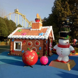 Grande <span class=keywords><strong>maison</strong></span> de bonbons commerciale en fibre de verre en forme de <span class=keywords><strong>maison</strong></span> de Père Noël, durable, pour extérieur, décoration de Noël - Product Image 1