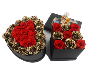 Roses éternelles conservées dans un coffret cadeau carré, fleurs éternelles dorées à longue durée de vie, fleurs immortelles, fleurs éternelles pour la Saint-Valentin - Product Image 1
