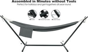 Support de hamac de jardin moderne en métal robuste de grande taille pour 2 personnes, balançoires de patio pour une relaxation confortable en plein air - Product Image 5