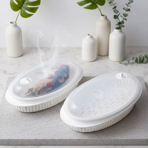 Customized Microwave Steamed Fish Containerfor Microwave Oven Large <b>Steamer</b> Buns Heating Steamed Fish Container - Product Image 1
