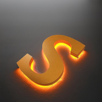 Lettres rétroéclairées LED personnalisées, logo 3D découpé au laser, métal, acier inoxydable, signalétique dorée, lettres dorées, lettres rétroéclairées LED