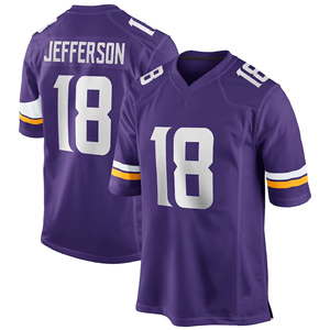Camiseta de Fútbol Americano de los Minnesota Vikings, con Costuras Superiores, Números 9 J.J. McCarthy, 18 Justin Jefferson, 3 Addison, 15 Dallas Turner, 22 Smith, Venta al Por Mayor - Product Image 2