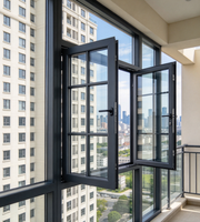 Fenêtre à battant en aluminium à rupture de pont thermique avec bande PA66 GF25, haute étanchéité à l'air et à l'eau pour villa et immeuble de grande hauteur