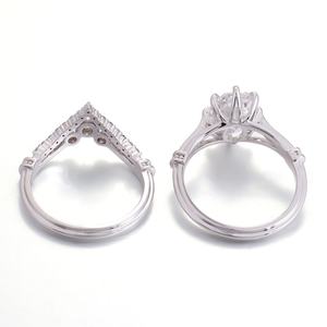 Anillos de Joyería Fina de Oro Blanco de 18k, 14k y 10k con Diamantes Ovalados Certificados por IGI, Diseño de Corona, Hechos a Mano, Anillos Dobles, Regalo para Mujer - Product Image 3