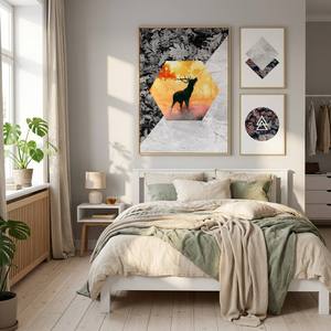 Arte Murale Moderna Astratta Geometrica con Cervo, Dipinto su Tela in Stile Nordico con Paesaggio di Cervi per Arredamento Casa - Product Image 2