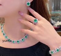 925 Sterling Silber Eingelegte Grüne Jade Blumen Bohemian Tropfen-Ohrringe für Frauen Luxuriöse Klassische Hochzeit mit Zirkonia für Geschenke Partys