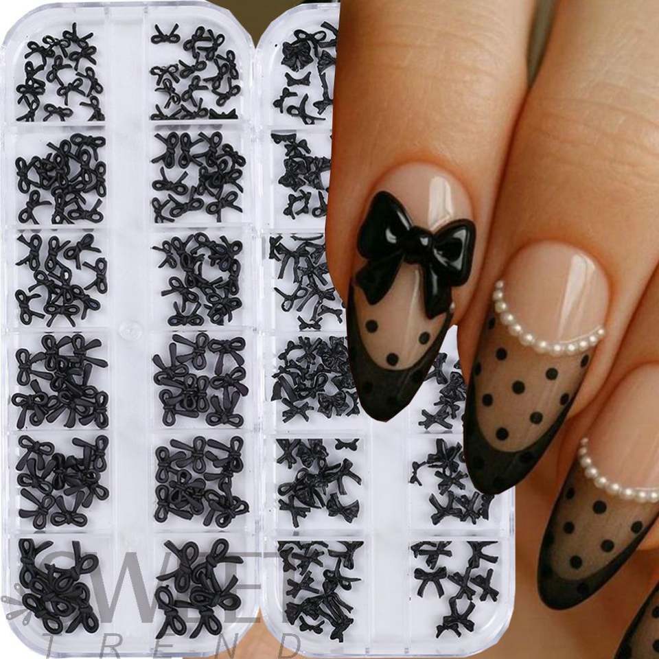 Grid Style In Html 12 Grid Black 3D Bow Nail Charms Nail Art Decor| Alibaba.com