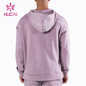 Vente en gros de nouveaux vêtements de fitness personnalisés avec logo double épaisseur sweats à capuche pour hommes en polaire éponge française délavée - Product Image 3