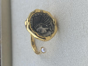 925 Sterling Silver Luxury Vintage Freshwater <b>Pearl</b> Open Adjustable Gold Plated Unisex <b>Rings</b> for Engagement Party Anniversary - Product Image 3