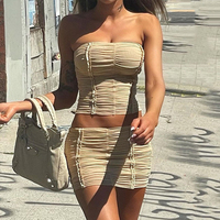 Personnalisé Sexy 2023 Summer Street 2 Pc Deux Pièces Workout Loungewear Costume Jupe et Haut pour Femmes Ensembles Fabricant de Vêtements Tenues