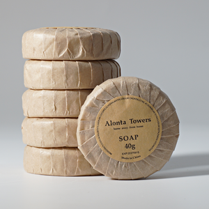 صابون يدوي صغير مستدير مخصص بسعر رخيص مع ملصق ورقي كرافت للفنادق الفاخرة، صابون يستخدم لمرة واحدة - Product Image 5