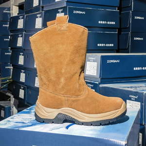 Zongmai Bottes d'équitation d'extérieur pour hommes, bottes de travail à talon moyen de couleur unie pour adultes - Product Image 1