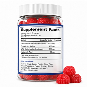 Gummies de soutien articulaire OEM biologiques, végétaliennes, sans gluten, à la glucosamine, chondroïtine, MSM, curcuma et acide hyaluronique, 60 unités - Product Image 4