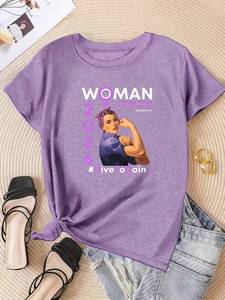 Elegante T-Shirt da Donna con Collo Tondo e Maniche Corte, Stile Vintage con Stampa per la Giornata Internazionale della Donna 2031, Vestibilità Regolare in Tessuto Jersey - Product Image 3