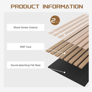 Panneau en feutre PET adossé à des lattes de MDF en placage de chêne naturel Akupanels Panneaux acoustiques en bois pour la décoration murale intérieure - Product Image 2