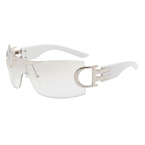 Xsy Frameless Sports <b>Sunglasses</b> Pc Lens Uv400 Protection Futuristic Design Gold Frame Pink <b>Gradient</b> Sport Eyewear - Product Image 5