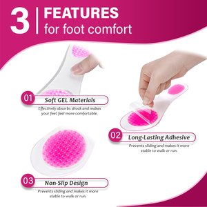 Semelles intérieures <span class=keywords><strong>pour</strong></span> talons hauts, coussinets en gel 3/4, semelles intérieures transparentes confortables, soutien des <span class=keywords><strong>chaussures</strong></span>, antidérapantes, autocollantes - Product Image 5