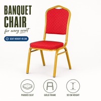 Chaise de banquet rembourrée avec coussin, structure métallique empilable, chaise d'hôtel pour événements, mariages, fêtes, vente en gros