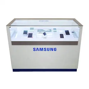 Cheap Mobile Showroom Modern Cell Phone Showcase Phone Display Counter LED Light Mobile Shop Showcase