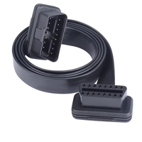 Cable de Extensión OBD2 de 16 Pines Macho a Hembra, Cable Plano Totalmente Alimentado, Herramienta de Diagnóstico ECU, Cable de Extensión para Computadora de Auto