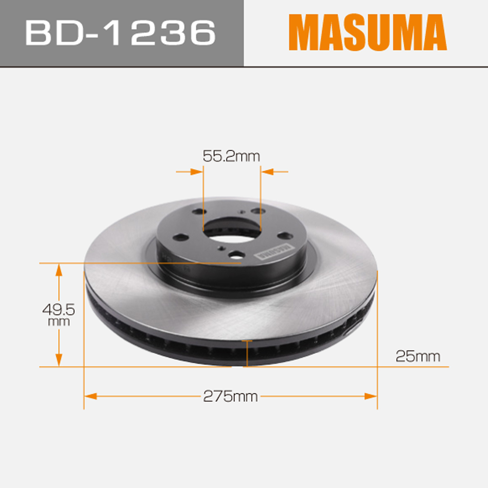 maco  BD-1236-rotor de freno makuma para TOYOTA COROLLA ZZE130L