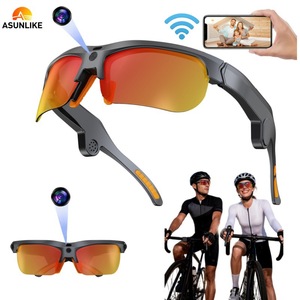 Asunlike Smart <b>Glasses</b> E08 Dual <b>Camera</b> Bluetooth Cycling Outdoor Windproof Voice Control 4GB Memory Black Orange - Product Image 1