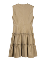 Robe moulante modeste à col en V et fermeture éclair sur le devant, en jacquard motif labyrinthe, effet bandage, finition métallique, en Spandex/Polyester noir