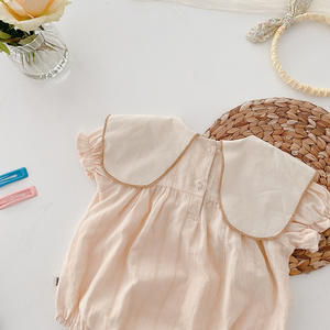 Mono con volantes de Boutique para niñas pequeñas, traje retro personalizado de manga corta con bordado rosa para verano - Product Image 4