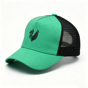 Casquette de baseball unisexe verte et noire en toile et maille avec logo coq, ajustable, style streetwear, décontractée, sport et plein air - Product Image 4
