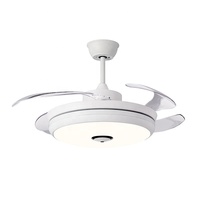 Ventilateur de plafond LED intelligent moderne avec caméra cachée, pales rétractables, contrôle à distance par application WIFI, ventilateur de plafond LED invisible avec lumière