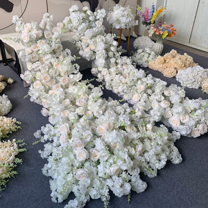 Camino <span class=keywords><strong>de</strong></span> mesa floral blanco personalizado para bodas, caminos <span class=keywords><strong>de</strong></span> mesa con flores artificiales, <span class=keywords><strong>arreglos</strong></span> florales para bodas - Product Image 2