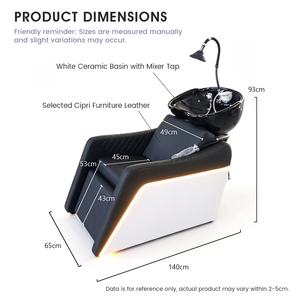 Bac à shampoing professionnel de style européen pour salon de coiffure, nouveau design avec éclairage LED et repose-pieds, lit de lavage pour salon de coiffure - Product Image 6