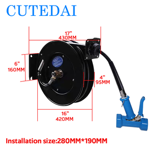 Carretes de <span class=keywords><strong>Manguera</strong></span> Retráctiles Certificados de Alta Resistencia y Óptima Calidad para Hidrolavadoras de Alta Presión Acero al Carbono con Boquillas Manuales para Cocina Comercial - Product Image 2