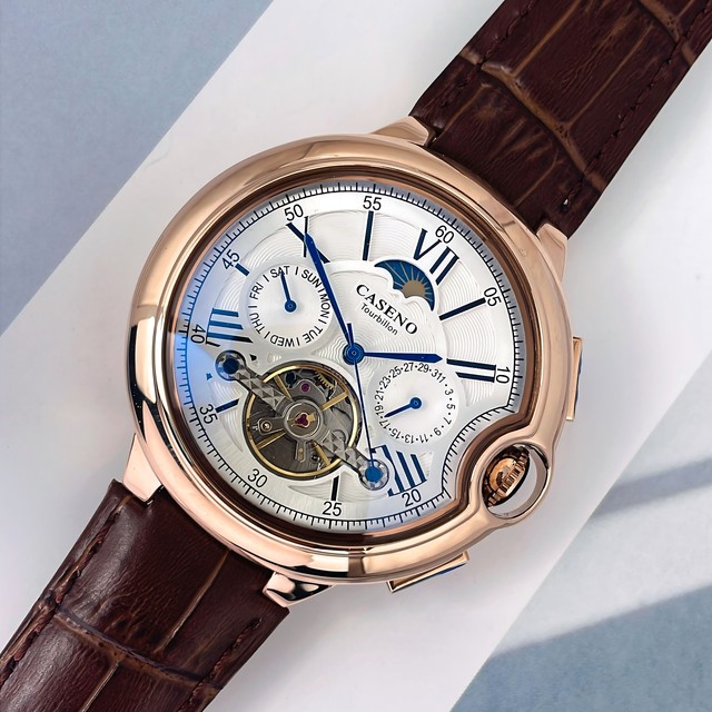 CASENO Star Roman Grand Men Fully Automatic Watch Tourbillon Belt Mechanical Watch