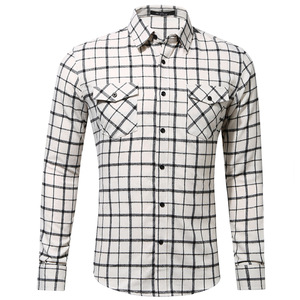 <span class=keywords><strong>Camicia</strong></span> <span class=keywords><strong>a</strong></span> <span class=keywords><strong>Quadri</strong></span> in Flanella di Cotone Premium OEM per <span class=keywords><strong>Uomo</strong></span>, Manica Lunga con Bottoni, <span class=keywords><strong>Camicia</strong></span> Casual con Due Tasche sul Petto - Product Image 1