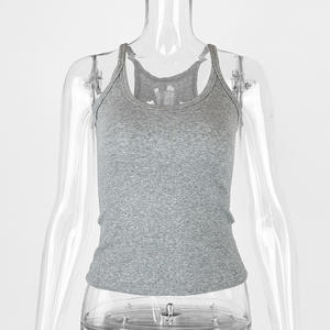 Débardeur Côtelé Blanc Noir pour Femme 95% Coton 5% Spandex Camisole à Impression Personnalisée Hauts sans Manches XS-XL - Product Image 3