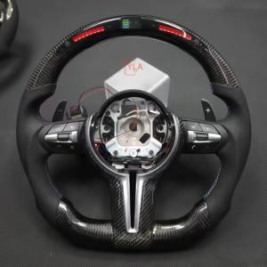 <span class=keywords><strong>Volant</strong></span> personnalisé en fibre de carbone à fond plat pour <span class=keywords><strong>BMW</strong></span> M2 M3 M4 Châssis F - Amélioration intérieure avec bande rouge style <span class=keywords><strong>Drift</strong></span> - Product Image 3