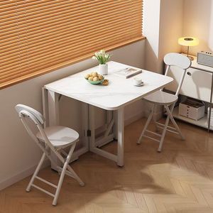 Modern <strong>Folding</strong> Dining <strong>Table</strong> Space Saving Foldable with Wooden Top Metal Frame for <strong>Small</strong> Space Apartment Living Room - Product Image 2