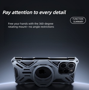 Nouveauté 2026 : Coque de téléphone en alliage d'aluminium sans cadre, support rotatif à 360° de luxe pour iPhone 16, 15, 14, 17 Pro Max <span class=keywords><strong>9A</strong></span> - Product Image 4