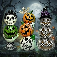 Kunden spezifische Halloween Kürbis Laterne LED Innendekoration mit gruseligen Ornamenten und leuchtendem Logo Solar Ornamente