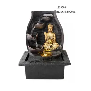 Resina poli Asian ZEN mesa interior fonte Buda Índia estilo Buda Elefante Buda estátua recurso água