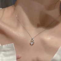 Bijoux sur le thème du jour de Noël Collier pendentif arbre de Noël étoile en zircon en argent sterling 925