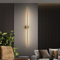 Lámparas de Pared LED Modernas Minimalistas de Latón Macizo, Luz Lineal de Tira Larga, Alto CRI 90, 50000 Horas de Vida Útil, para Sala de Estar, Fondo de TV