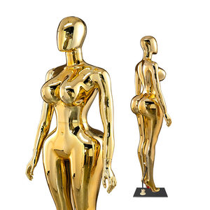 <span class=keywords><strong>Mannequin</strong></span> <span class=keywords><strong>femme</strong></span> <span class=keywords><strong>grande</strong></span> <span class=keywords><strong>taille</strong></span> plaqué or pour vitrine, corps entier, poitrine et hanches généreuses, forme de robe en plastique détachable - Product Image 5