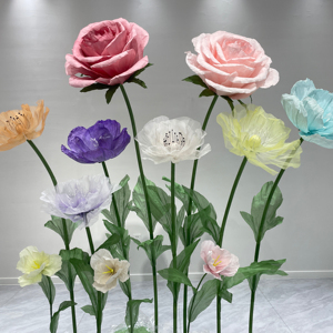 D-108 Wedding Stage Paper Flores Artesanato Decorações rosas vermelhas brancas flor gigante para decoração de janela Festa de casamento Conjunto Floral - Product Image 3