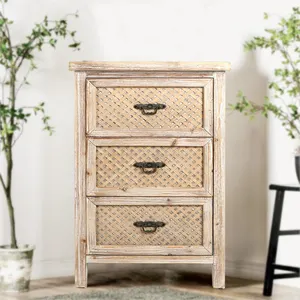 Wholesale Storage Furniture Living Room Antique Vintage Wood Side 3 Drawers Cabinet