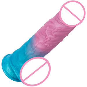 Weicher Blau+Rosa Umweltfreundlicher Silikon-Dildo Vibrator Teleskopisch Rotierend Schüttelnd Heizend Erwachsenen-Sexspielzeug Großartige Penis-Simulation - Product Image 2