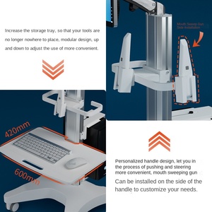 Carrito Médico con Soporte para Monitor y Soporte para Escáner Oral, Carrito Dental Ajustable para Hospitales, Consultorios Dentales y Salones de Belleza - Product Image 6