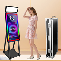 Cermin Ajaib Selfie Interaktif Photo Booth Kompatibel Dengan Printer Lampu RGB Strip Mesin Photobooth Cermin untuk Pernikahan